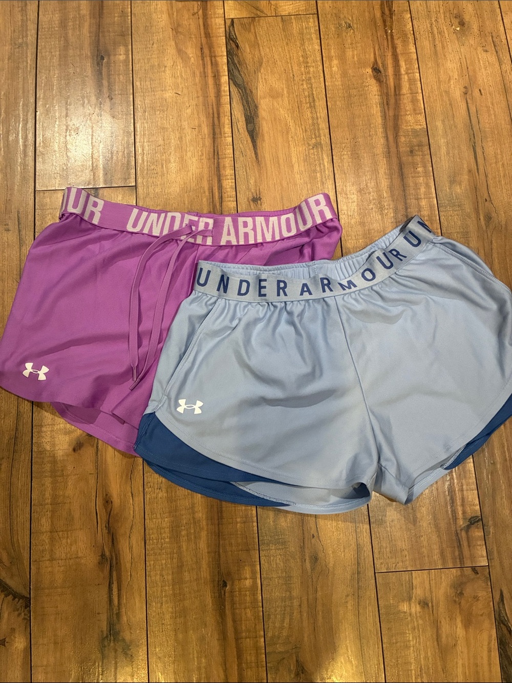 Under Armour Women’s Athletic Shorts — Purple & Light Blue